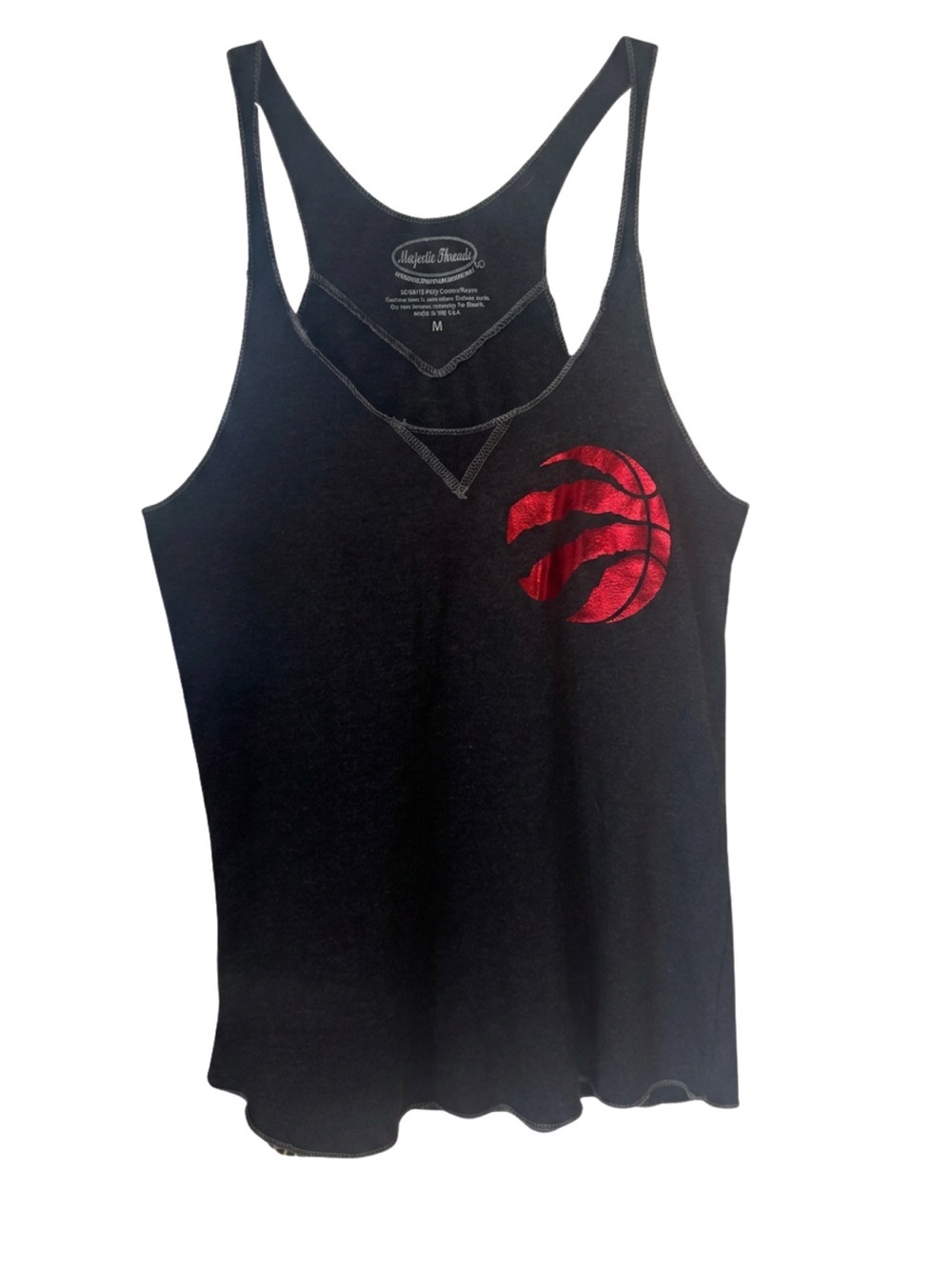 Toronto Raptors ‎ Black Racerback Tank with Red Metallic Graphic Medium